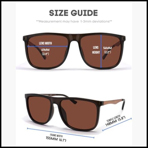 TR90 Frame Polarized Square Sunglasses Extra Large Fit 155mm main image 6